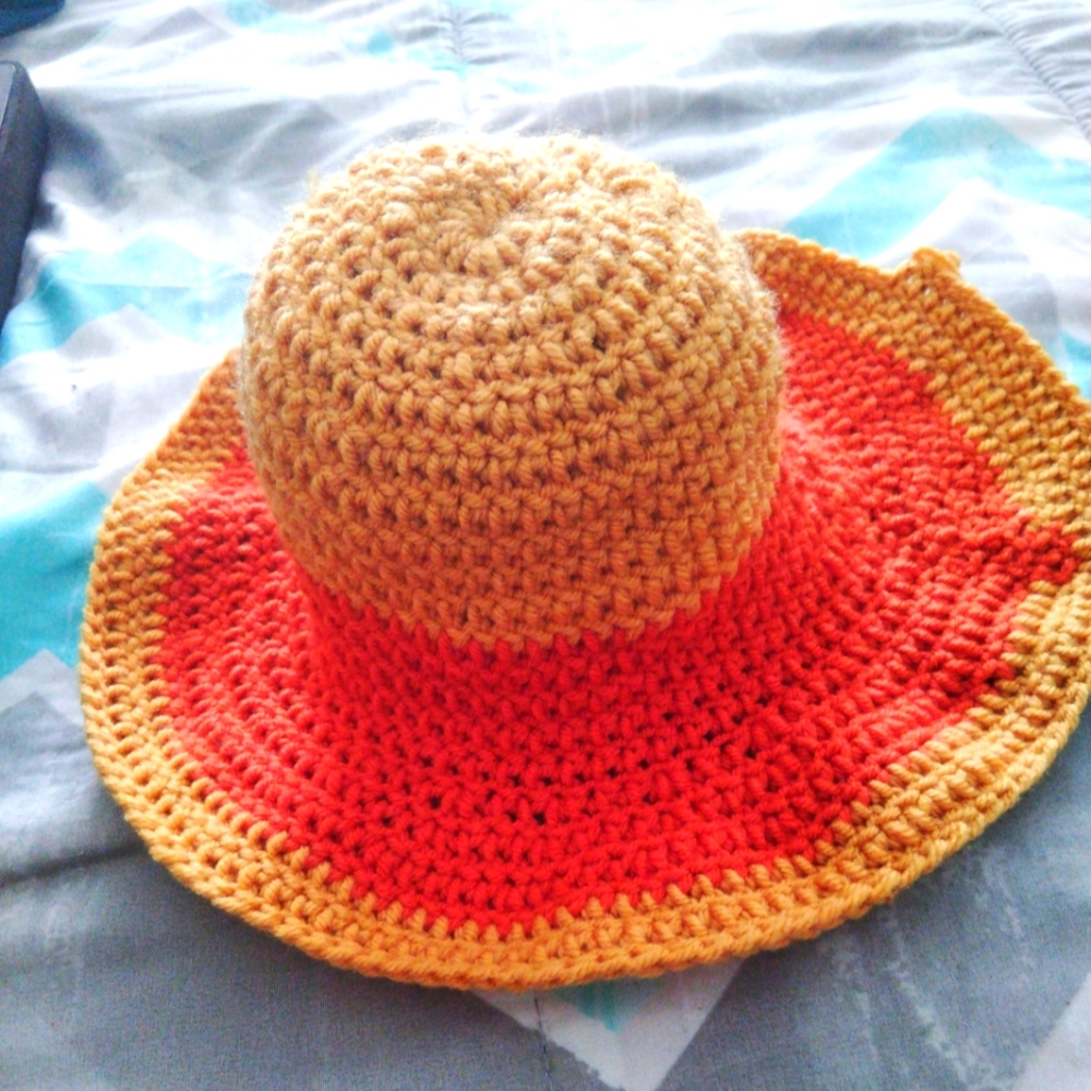 Handmade Crochet Sun Hat in Orange and Yellow